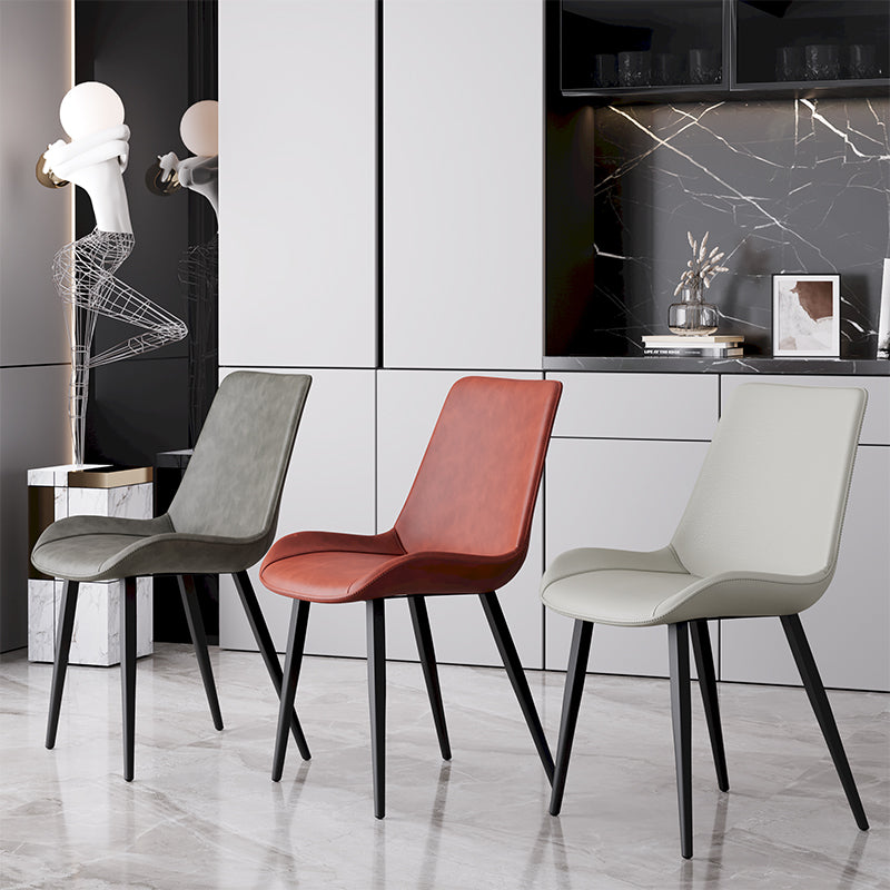 Scandinavian Style Leather Dining Chair Solid Back Single Arm Dining Chair for Home Clearhalo ' kitchen&dining_furn' 'Dining Chairs' 'Dining Tables & Seating' 'dining_chair' 'furn' 'furn_dining_chair' 'Furniture' 'furniture_dining_chair' 'Kitchen & Dining Furniture' 'kitchen' 3951030