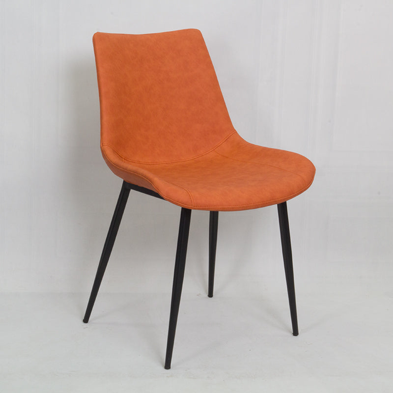 Scandinavian Style Leather Dining Chair Solid Back Single Arm Dining Chair for Home Orange Clearhalo ' kitchen&dining_furn' 'Dining Chairs' 'Dining Tables & Seating' 'dining_chair' 'furn' 'furn_dining_chair' 'Furniture' 'furniture_dining_chair' 'Kitchen & Dining Furniture' 'kitchen' 3951033