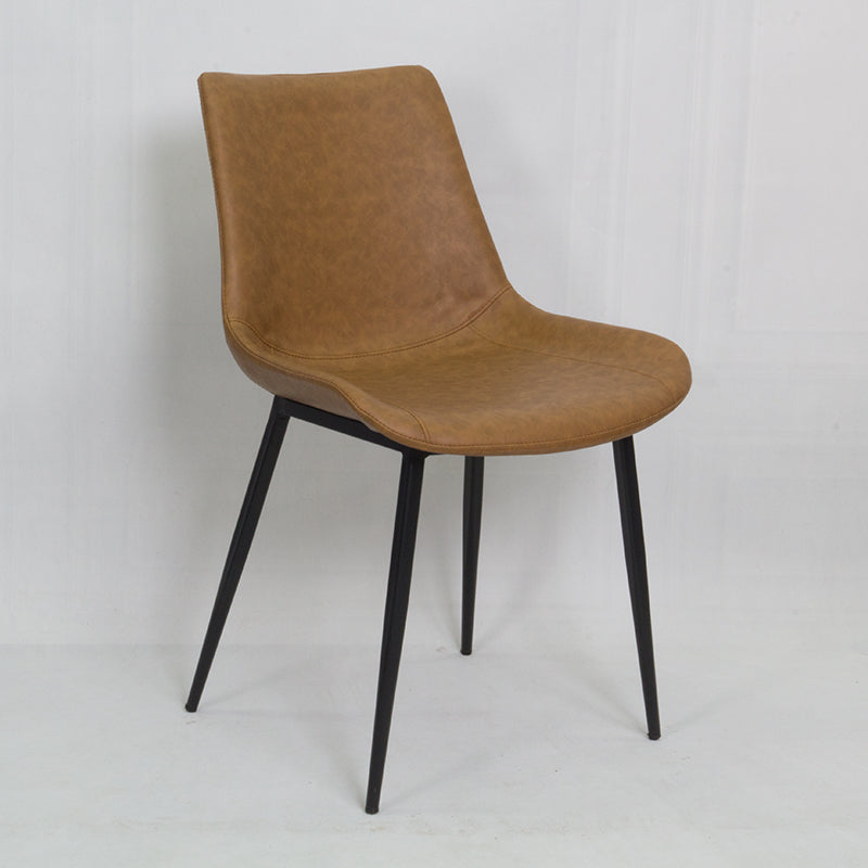 Scandinavian Style Leather Dining Chair Solid Back Single Arm Dining Chair for Home Brown Clearhalo ' kitchen&dining_furn' 'Dining Chairs' 'Dining Tables & Seating' 'dining_chair' 'furn' 'furn_dining_chair' 'Furniture' 'furniture_dining_chair' 'Kitchen & Dining Furniture' 'kitchen' 3951037