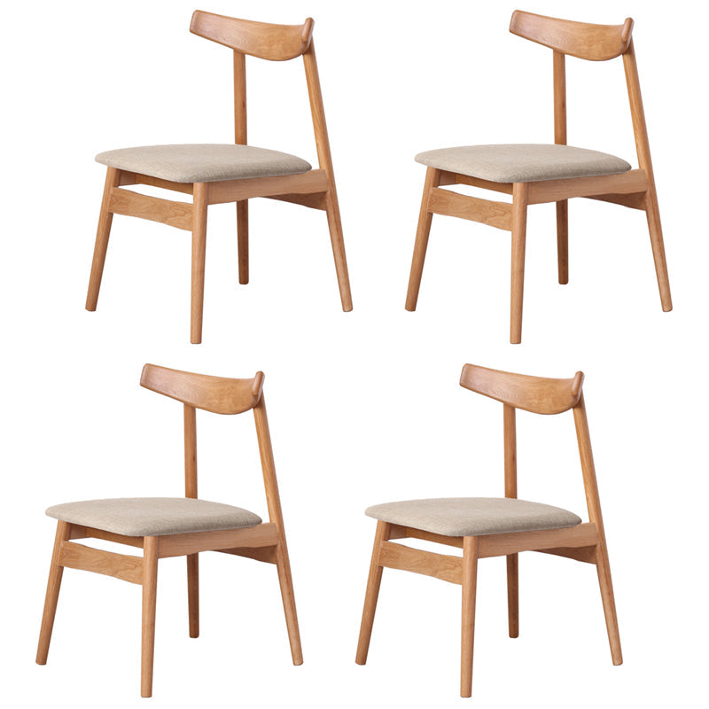 Contemporary Style Dining Room Chairs Solid Dining Armless Chairs with Wooden Legs Gray-Khaki 4 Piece Set Clearhalo ' kitchen&dining_furn' 'Dining Chairs' 'Dining Tables & Seating' 'dining_chair' 'furn' 'furn_dining_chair' 'Furniture' 'furniture_dining_chair' 'Kitchen & Dining Furniture' 'kitchen' 3951048