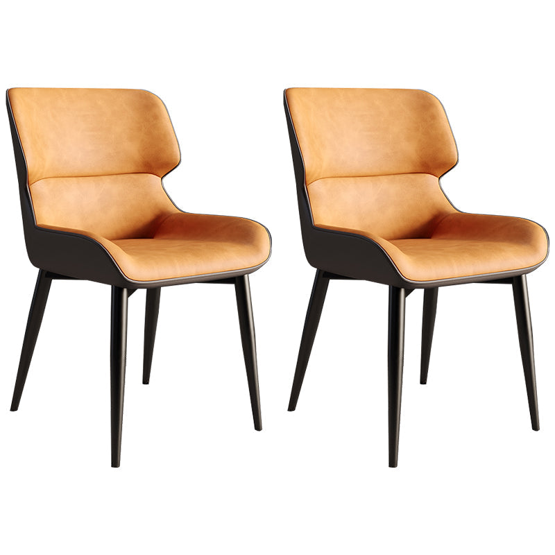 Contemporary Style Metal Dining Chairs Wingback Arm Dining Side Chair for Kitchen Orange 2 Piece Set Clearhalo ' kitchen&dining_furn' 'Dining Chairs' 'Dining Tables & Seating' 'dining_chair' 'furn' 'furn_dining_chair' 'Furniture' 'furniture_dining_chair' 'Kitchen & Dining Furniture' 'kitchen' 3951128