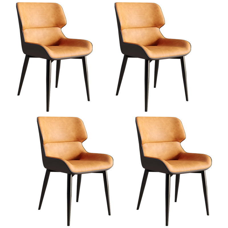 Contemporary Style Metal Dining Chairs Wingback Arm Dining Side Chair for Kitchen Orange 4 Piece Set Clearhalo ' kitchen&dining_furn' 'Dining Chairs' 'Dining Tables & Seating' 'dining_chair' 'furn' 'furn_dining_chair' 'Furniture' 'furniture_dining_chair' 'Kitchen & Dining Furniture' 'kitchen' 3951129