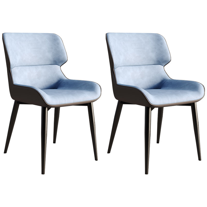 Contemporary Style Metal Dining Chairs Wingback Arm Dining Side Chair for Kitchen Light Blue 2 Piece Set Clearhalo ' kitchen&dining_furn' 'Dining Chairs' 'Dining Tables & Seating' 'dining_chair' 'furn' 'furn_dining_chair' 'Furniture' 'furniture_dining_chair' 'Kitchen & Dining Furniture' 'kitchen' 3951133