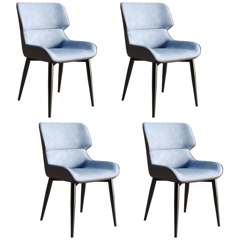 Contemporary Style Metal Dining Chairs Wingback Arm Dining Side Chair for Kitchen Light Blue 4 Piece Set Clearhalo ' kitchen&dining_furn' 'Dining Chairs' 'Dining Tables & Seating' 'dining_chair' 'furn' 'furn_dining_chair' 'Furniture' 'furniture_dining_chair' 'Kitchen & Dining Furniture' 'kitchen' 3951135