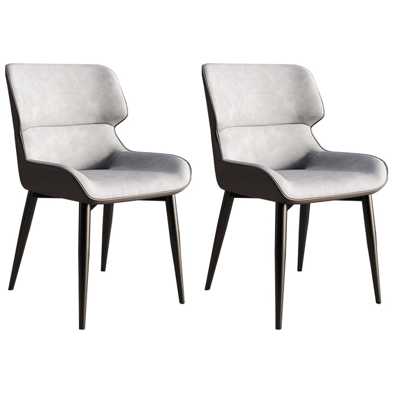 Contemporary Style Metal Dining Chairs Wingback Arm Dining Side Chair for Kitchen Grey 2 Piece Set Clearhalo ' kitchen&dining_furn' 'Dining Chairs' 'Dining Tables & Seating' 'dining_chair' 'furn' 'furn_dining_chair' 'Furniture' 'furniture_dining_chair' 'Kitchen & Dining Furniture' 'kitchen' 3951140