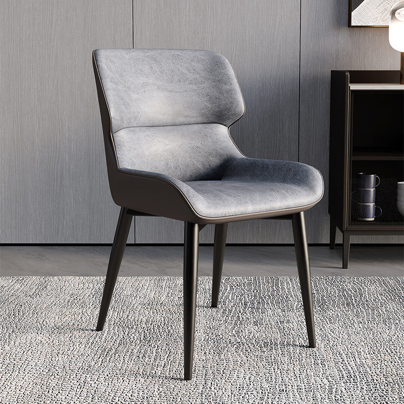 Contemporary Style Metal Dining Chairs Wingback Arm Dining Side Chair for Kitchen Dark Gray 1 Piece Clearhalo ' kitchen&dining_furn' 'Dining Chairs' 'Dining Tables & Seating' 'dining_chair' 'furn' 'furn_dining_chair' 'Furniture' 'furniture_dining_chair' 'Kitchen & Dining Furniture' 'kitchen' 3951143