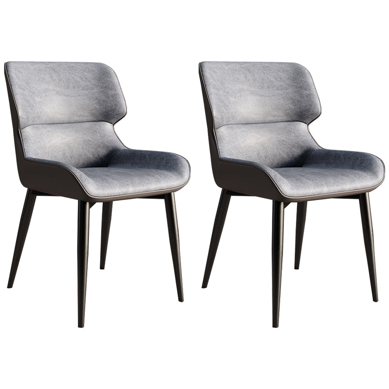 Contemporary Style Metal Dining Chairs Wingback Arm Dining Side Chair for Kitchen Dark Gray 2 Piece Set Clearhalo ' kitchen&dining_furn' 'Dining Chairs' 'Dining Tables & Seating' 'dining_chair' 'furn' 'furn_dining_chair' 'Furniture' 'furniture_dining_chair' 'Kitchen & Dining Furniture' 'kitchen' 3951144
