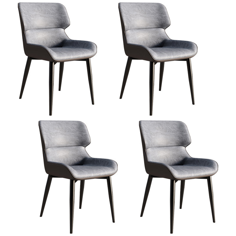 Contemporary Style Metal Dining Chairs Wingback Arm Dining Side Chair for Kitchen Dark Gray 4 Piece Set Clearhalo ' kitchen&dining_furn' 'Dining Chairs' 'Dining Tables & Seating' 'dining_chair' 'furn' 'furn_dining_chair' 'Furniture' 'furniture_dining_chair' 'Kitchen & Dining Furniture' 'kitchen' 3951145