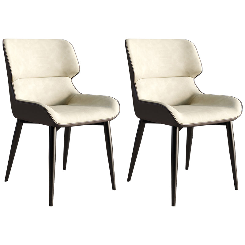Contemporary Style Metal Dining Chairs Wingback Arm Dining Side Chair for Kitchen Beige 2 Piece Set Clearhalo ' kitchen&dining_furn' 'Dining Chairs' 'Dining Tables & Seating' 'dining_chair' 'furn' 'furn_dining_chair' 'Furniture' 'furniture_dining_chair' 'Kitchen & Dining Furniture' 'kitchen' 3951147