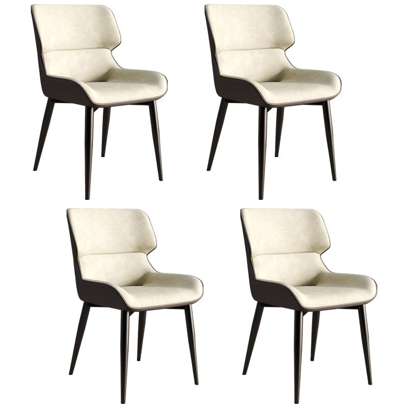Contemporary Style Metal Dining Chairs Wingback Arm Dining Side Chair for Kitchen Beige 4 Piece Set Clearhalo ' kitchen&dining_furn' 'Dining Chairs' 'Dining Tables & Seating' 'dining_chair' 'furn' 'furn_dining_chair' 'Furniture' 'furniture_dining_chair' 'Kitchen & Dining Furniture' 'kitchen' 3951148