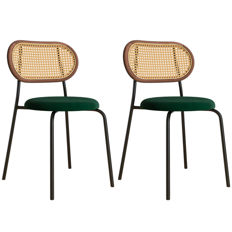 Metal Contemporary Style Chair Set Open Back Side Kitchen Dining Room Chairs Green 2 Piece Set Clearhalo ' kitchen&dining_furn' 'Dining Chairs' 'Dining Tables & Seating' 'dining_chair' 'furn' 'furn_dining_chair' 'Furniture' 'furniture_dining_chair' 'Kitchen & Dining Furniture' 'kitchen' 3951152