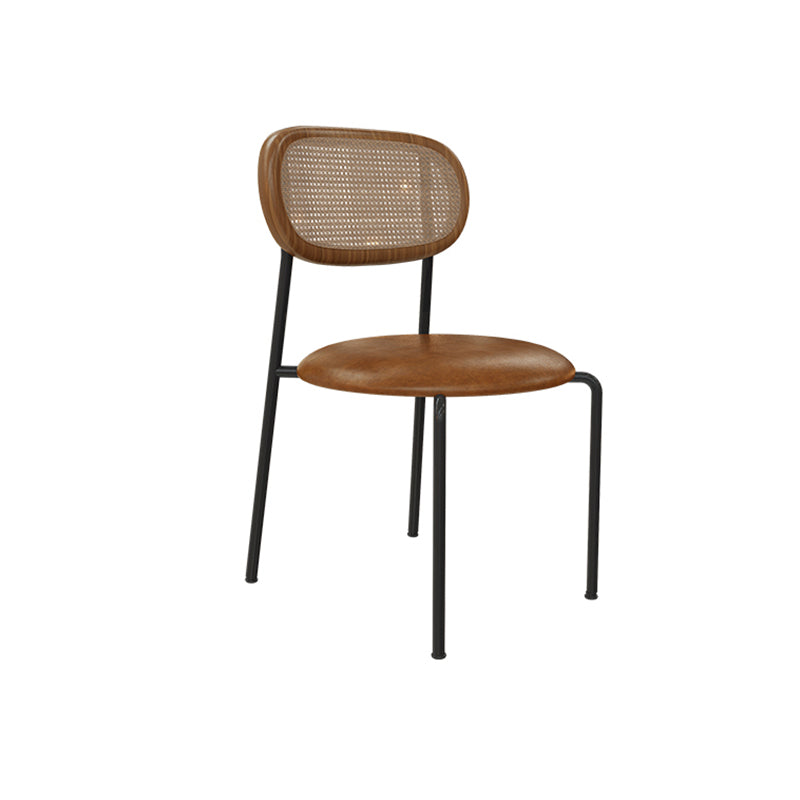 Metal Contemporary Style Chair Set Open Back Side Kitchen Dining Room Chairs Walnut 1 Piece Clearhalo ' kitchen&dining_furn' 'Dining Chairs' 'Dining Tables & Seating' 'dining_chair' 'furn' 'furn_dining_chair' 'Furniture' 'furniture_dining_chair' 'Kitchen & Dining Furniture' 'kitchen' 3951162