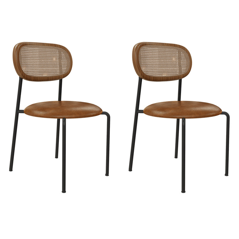 Metal Contemporary Style Chair Set Open Back Side Kitchen Dining Room Chairs Walnut 2 Piece Set Clearhalo ' kitchen&dining_furn' 'Dining Chairs' 'Dining Tables & Seating' 'dining_chair' 'furn' 'furn_dining_chair' 'Furniture' 'furniture_dining_chair' 'Kitchen & Dining Furniture' 'kitchen' 3951164