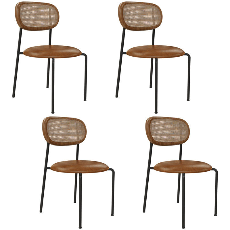 Metal Contemporary Style Chair Set Open Back Side Kitchen Dining Room Chairs Walnut 4 Piece Set Clearhalo ' kitchen&dining_furn' 'Dining Chairs' 'Dining Tables & Seating' 'dining_chair' 'furn' 'furn_dining_chair' 'Furniture' 'furniture_dining_chair' 'Kitchen & Dining Furniture' 'kitchen' 3951166