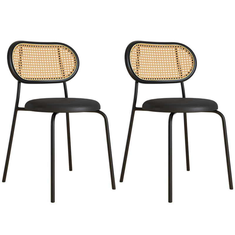 Metal Contemporary Style Chair Set Open Back Side Kitchen Dining Room Chairs Black 2 Piece Set Clearhalo ' kitchen&dining_furn' 'Dining Chairs' 'Dining Tables & Seating' 'dining_chair' 'furn' 'furn_dining_chair' 'Furniture' 'furniture_dining_chair' 'Kitchen & Dining Furniture' 'kitchen' 3951170