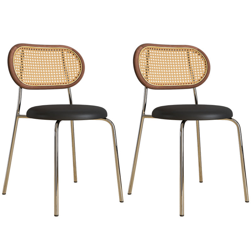 Metal Contemporary Style Chair Set Open Back Side Kitchen Dining Room Chairs Gloss Black 2 Piece Set Clearhalo ' kitchen&dining_furn' 'Dining Chairs' 'Dining Tables & Seating' 'dining_chair' 'furn' 'furn_dining_chair' 'Furniture' 'furniture_dining_chair' 'Kitchen & Dining Furniture' 'kitchen' 3951173