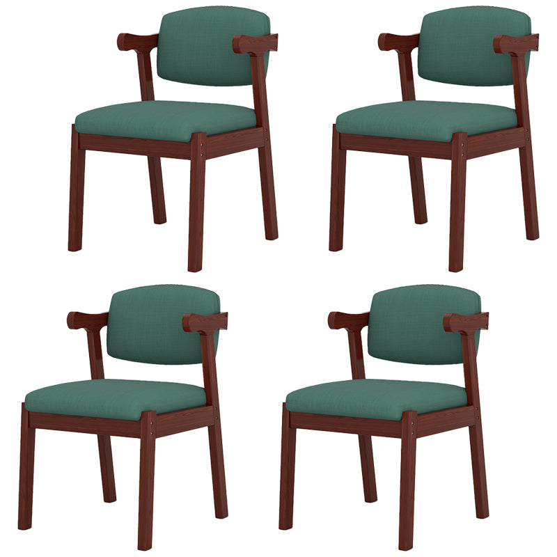 Modern Indoor-Outdoor Wood Chair Home Cushioned Open Back Dining Side Chair Blackish Green 4 Piece Set Clearhalo ' kitchen&dining_furn' 'Dining Chairs' 'Dining Tables & Seating' 'dining_chair' 'furn' 'furn_dining_chair' 'Furniture' 'furniture_dining_chair' 'Kitchen & Dining Furniture' 'kitchen' 3951187