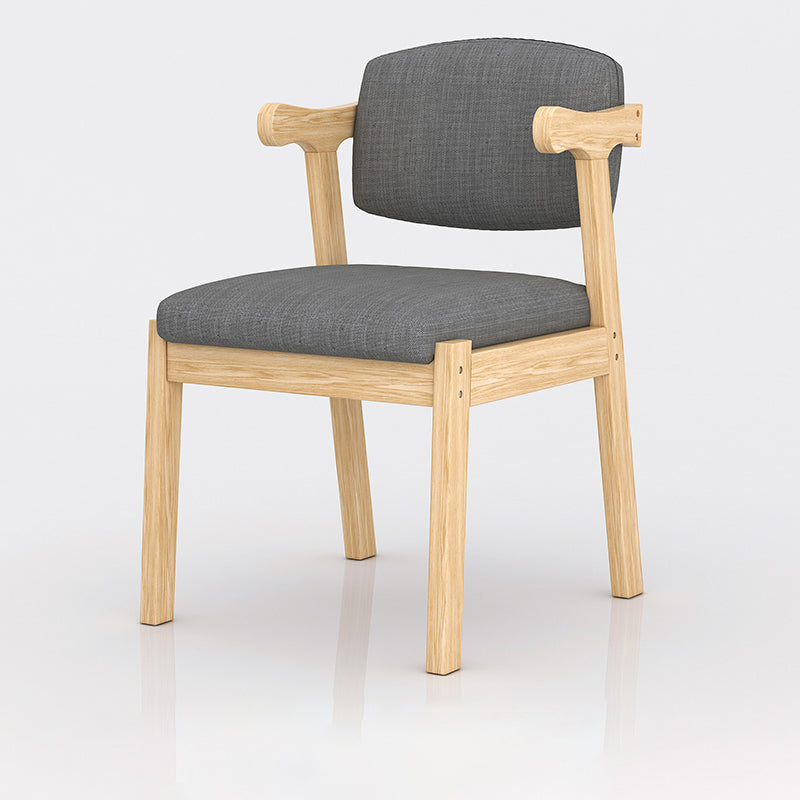 Modern Indoor-Outdoor Wood Chair Home Cushioned Open Back Dining Side Chair Dark Gray 1 Piece Clearhalo ' kitchen&dining_furn' 'Dining Chairs' 'Dining Tables & Seating' 'dining_chair' 'furn' 'furn_dining_chair' 'Furniture' 'furniture_dining_chair' 'Kitchen & Dining Furniture' 'kitchen' 3951189