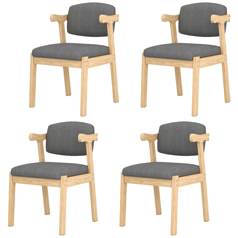 Modern Indoor-Outdoor Wood Chair Home Cushioned Open Back Dining Side Chair Dark Gray 4 Piece Set Clearhalo ' kitchen&dining_furn' 'Dining Chairs' 'Dining Tables & Seating' 'dining_chair' 'furn' 'furn_dining_chair' 'Furniture' 'furniture_dining_chair' 'Kitchen & Dining Furniture' 'kitchen' 3951192
