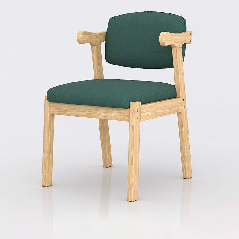 Modern Indoor-Outdoor Wood Chair Home Cushioned Open Back Dining Side Chair Dark Green 1 Piece Clearhalo ' kitchen&dining_furn' 'Dining Chairs' 'Dining Tables & Seating' 'dining_chair' 'furn' 'furn_dining_chair' 'Furniture' 'furniture_dining_chair' 'Kitchen & Dining Furniture' 'kitchen' 3951197