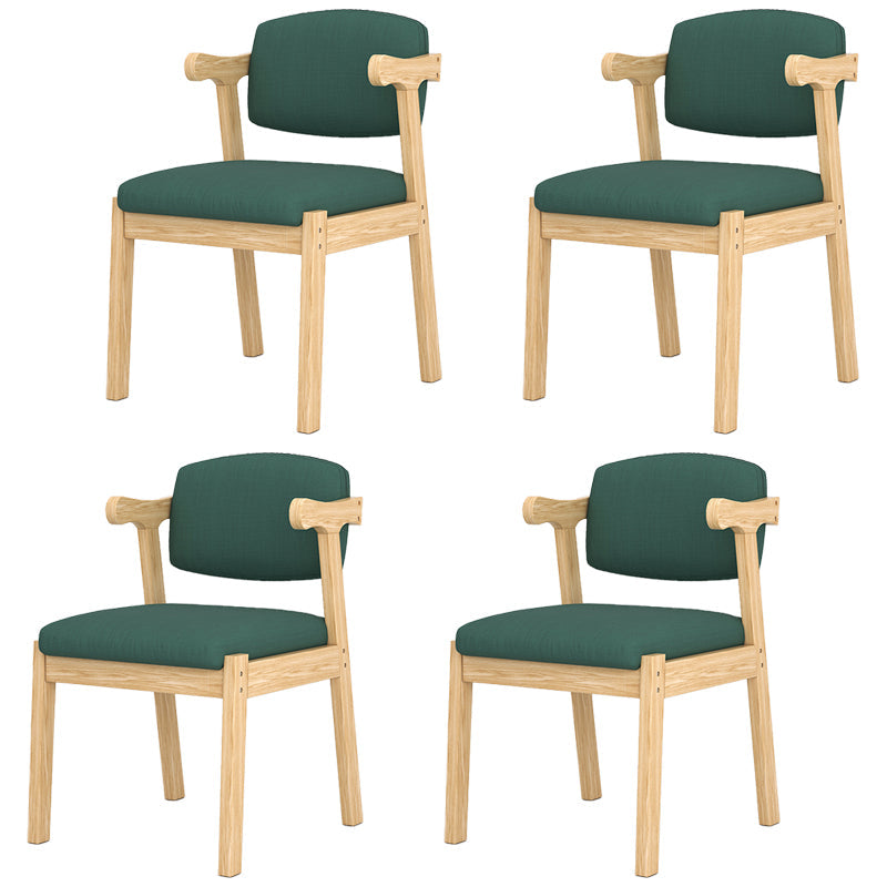 Modern Indoor-Outdoor Wood Chair Home Cushioned Open Back Dining Side Chair Dark Green 4 Piece Set Clearhalo ' kitchen&dining_furn' 'Dining Chairs' 'Dining Tables & Seating' 'dining_chair' 'furn' 'furn_dining_chair' 'Furniture' 'furniture_dining_chair' 'Kitchen & Dining Furniture' 'kitchen' 3951199