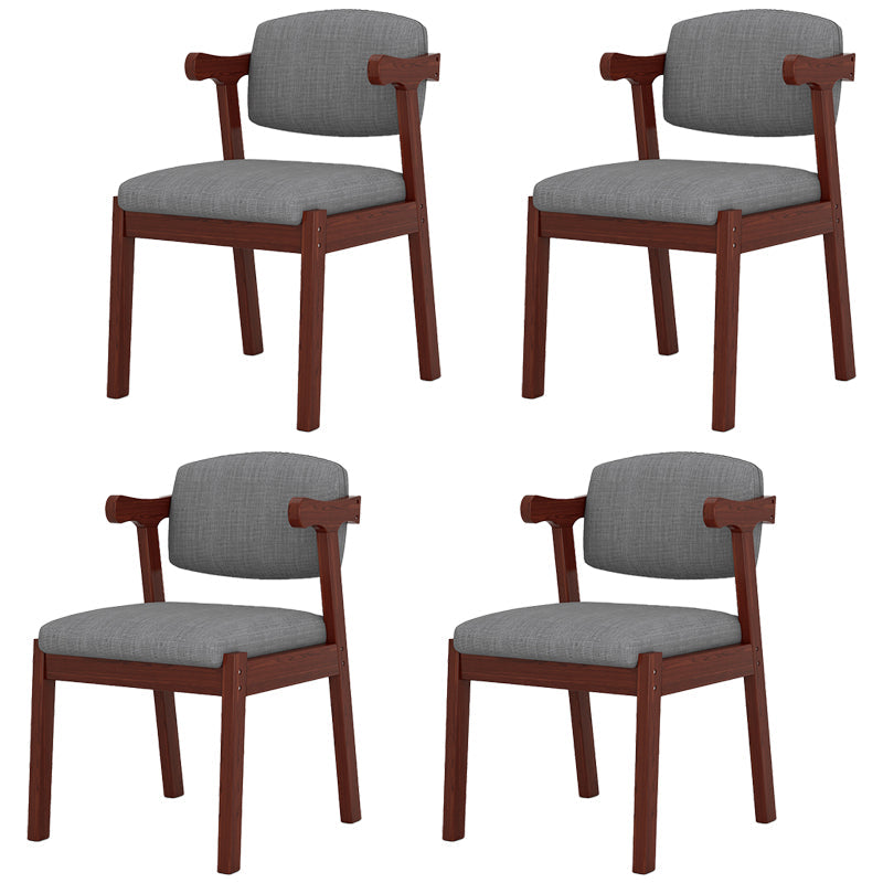 Modern Indoor-Outdoor Wood Chair Home Cushioned Open Back Dining Side Chair Dark Heather Gray 4 Piece Set Clearhalo ' kitchen&dining_furn' 'Dining Chairs' 'Dining Tables & Seating' 'dining_chair' 'furn' 'furn_dining_chair' 'Furniture' 'furniture_dining_chair' 'Kitchen & Dining Furniture' 'kitchen' 3951202