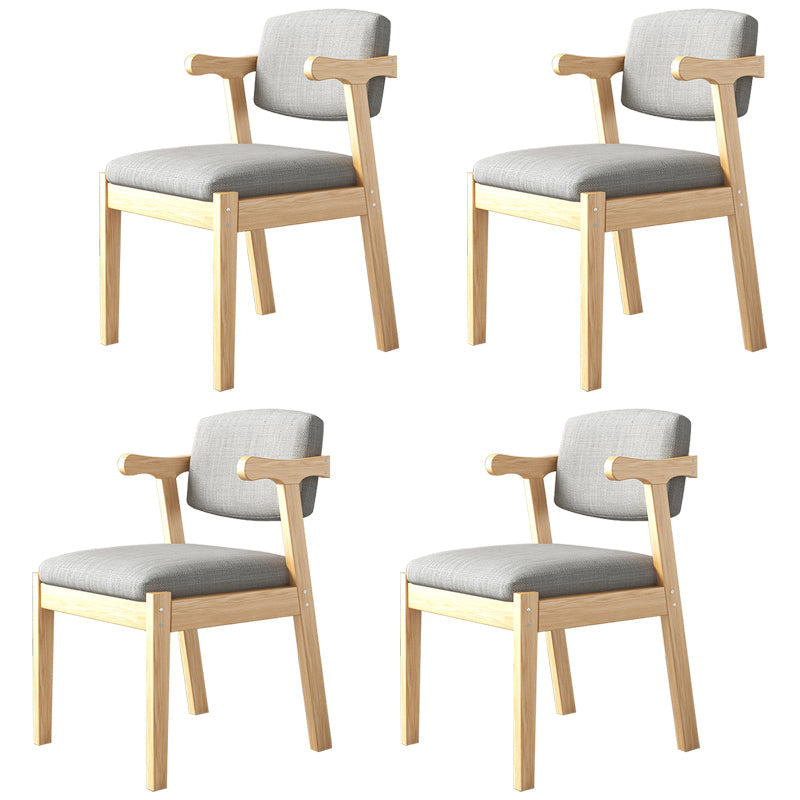Modern Indoor-Outdoor Wood Chair Home Cushioned Open Back Dining Side Chair Light Gray 4 Piece Set Clearhalo ' kitchen&dining_furn' 'Dining Chairs' 'Dining Tables & Seating' 'dining_chair' 'furn' 'furn_dining_chair' 'Furniture' 'furniture_dining_chair' 'Kitchen & Dining Furniture' 'kitchen' 3951205