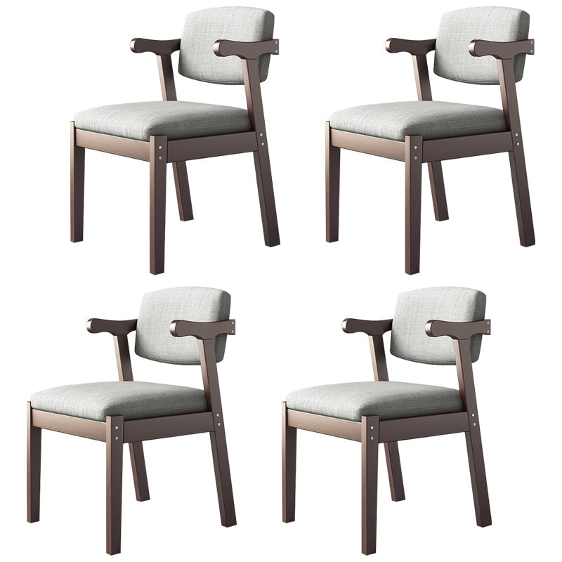 Modern Indoor-Outdoor Wood Chair Home Cushioned Open Back Dining Side Chair Grey 4 Piece Set Clearhalo ' kitchen&dining_furn' 'Dining Chairs' 'Dining Tables & Seating' 'dining_chair' 'furn' 'furn_dining_chair' 'Furniture' 'furniture_dining_chair' 'Kitchen & Dining Furniture' 'kitchen' 3951208