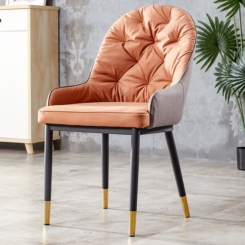 Nordic Style Metal Dining Chairs Parsons Arm Dining Side Chair for Kitchen Orange 1 Piece Clearhalo ' kitchen&dining_furn' 'Dining Chairs' 'Dining Tables & Seating' 'dining_chair' 'furn' 'furn_dining_chair' 'Furniture' 'furniture_dining_chair' 'Kitchen & Dining Furniture' 'kitchen' 3951214