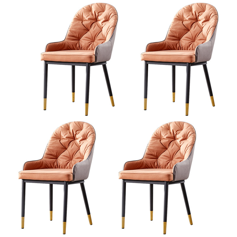 Nordic Style Metal Dining Chairs Parsons Arm Dining Side Chair for Kitchen Orange 4 Piece Set Clearhalo ' kitchen&dining_furn' 'Dining Chairs' 'Dining Tables & Seating' 'dining_chair' 'furn' 'furn_dining_chair' 'Furniture' 'furniture_dining_chair' 'Kitchen & Dining Furniture' 'kitchen' 3951218