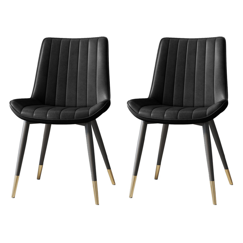 Scandinavian Study Room Leather Side Chair Matte Finish Parsons Dining Chairs Black 2 Piece Set Black Gold Clearhalo ' kitchen&dining_furn' 'Dining Chairs' 'Dining Tables & Seating' 'dining_chair' 'furn' 'furn_dining_chair' 'Furniture' 'furniture_dining_chair' 'Kitchen & Dining Furniture' 'kitchen' 3955723