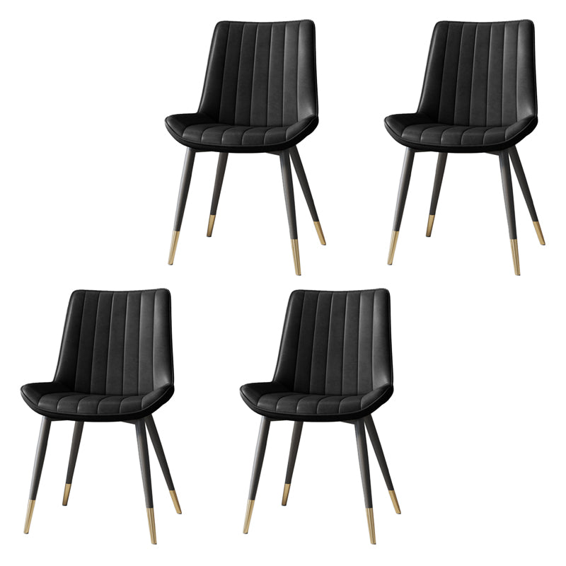 Scandinavian Study Room Leather Side Chair Matte Finish Parsons Dining Chairs Black 4 Piece Set Black Gold Clearhalo ' kitchen&dining_furn' 'Dining Chairs' 'Dining Tables & Seating' 'dining_chair' 'furn' 'furn_dining_chair' 'Furniture' 'furniture_dining_chair' 'Kitchen & Dining Furniture' 'kitchen' 3955725