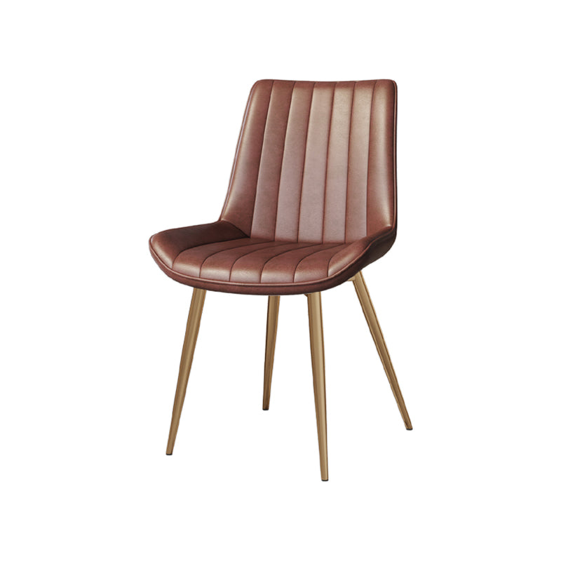 Scandinavian Study Room Leather Side Chair Matte Finish Parsons Dining Chairs Orange 1 Piece Brass Gold Clearhalo ' kitchen&dining_furn' 'Dining Chairs' 'Dining Tables & Seating' 'dining_chair' 'furn' 'furn_dining_chair' 'Furniture' 'furniture_dining_chair' 'Kitchen & Dining Furniture' 'kitchen' 3955745