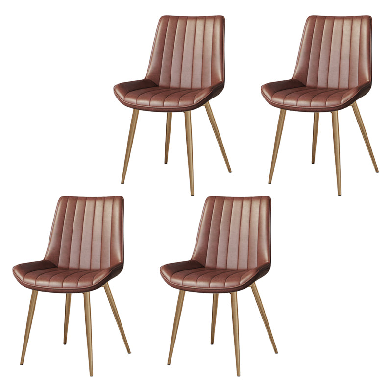 Scandinavian Study Room Leather Side Chair Matte Finish Parsons Dining Chairs Orange 4 Piece Set Brass Gold Clearhalo ' kitchen&dining_furn' 'Dining Chairs' 'Dining Tables & Seating' 'dining_chair' 'furn' 'furn_dining_chair' 'Furniture' 'furniture_dining_chair' 'Kitchen & Dining Furniture' 'kitchen' 3955747