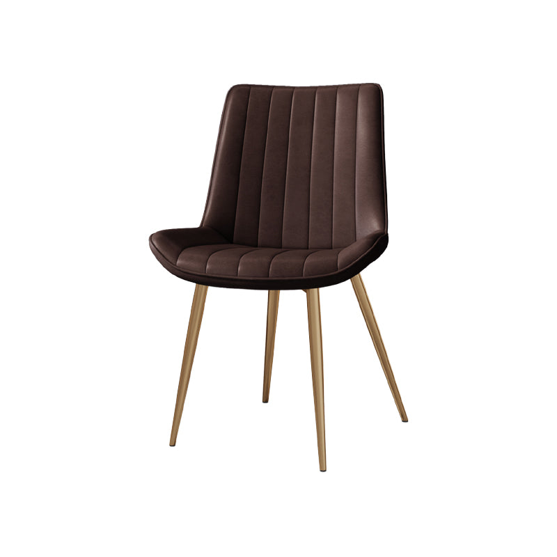 Scandinavian Study Room Leather Side Chair Matte Finish Parsons Dining Chairs Brown 1 Piece Brass Gold Clearhalo ' kitchen&dining_furn' 'Dining Chairs' 'Dining Tables & Seating' 'dining_chair' 'furn' 'furn_dining_chair' 'Furniture' 'furniture_dining_chair' 'Kitchen & Dining Furniture' 'kitchen' 3955754