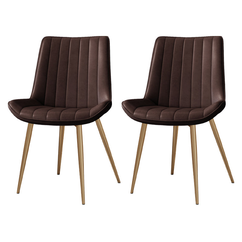 Scandinavian Study Room Leather Side Chair Matte Finish Parsons Dining Chairs Brown 2 Piece Set Brass Gold Clearhalo ' kitchen&dining_furn' 'Dining Chairs' 'Dining Tables & Seating' 'dining_chair' 'furn' 'furn_dining_chair' 'Furniture' 'furniture_dining_chair' 'Kitchen & Dining Furniture' 'kitchen' 3955755