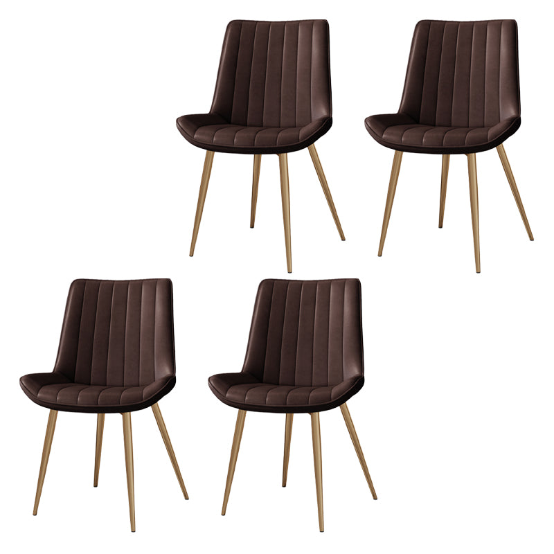 Scandinavian Study Room Leather Side Chair Matte Finish Parsons Dining Chairs Brown 4 Piece Set Brass Gold Clearhalo ' kitchen&dining_furn' 'Dining Chairs' 'Dining Tables & Seating' 'dining_chair' 'furn' 'furn_dining_chair' 'Furniture' 'furniture_dining_chair' 'Kitchen & Dining Furniture' 'kitchen' 3955756