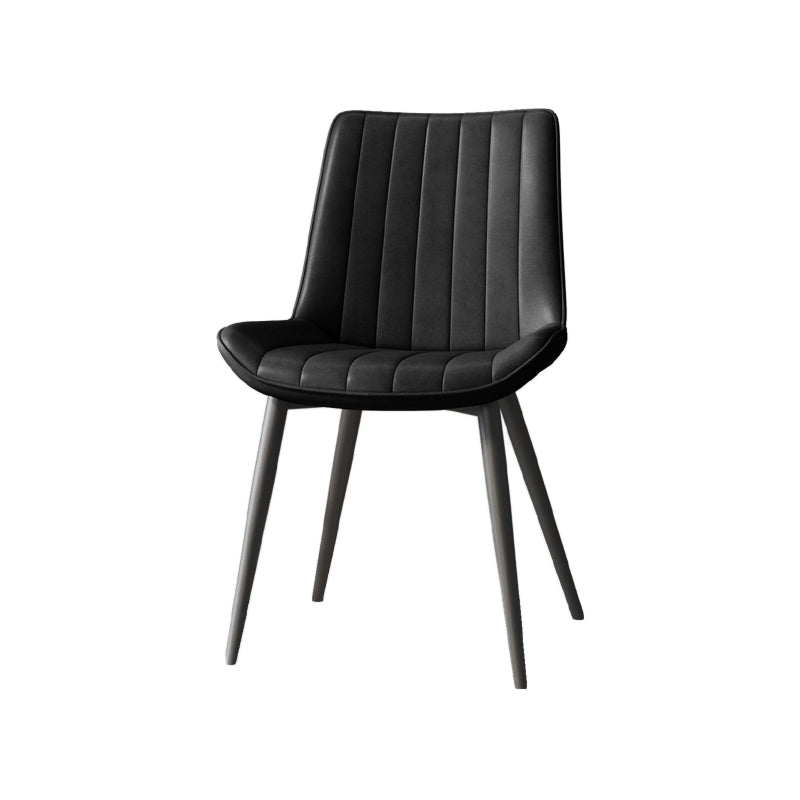Scandinavian Study Room Leather Side Chair Matte Finish Parsons Dining Chairs Black 1 Piece Black Clearhalo ' kitchen&dining_furn' 'Dining Chairs' 'Dining Tables & Seating' 'dining_chair' 'furn' 'furn_dining_chair' 'Furniture' 'furniture_dining_chair' 'Kitchen & Dining Furniture' 'kitchen' 3955757