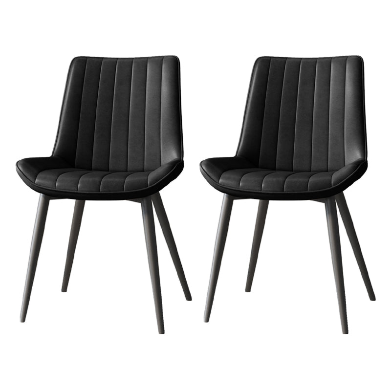 Scandinavian Study Room Leather Side Chair Matte Finish Parsons Dining Chairs Black 2 Piece Set Black Clearhalo ' kitchen&dining_furn' 'Dining Chairs' 'Dining Tables & Seating' 'dining_chair' 'furn' 'furn_dining_chair' 'Furniture' 'furniture_dining_chair' 'Kitchen & Dining Furniture' 'kitchen' 3955758