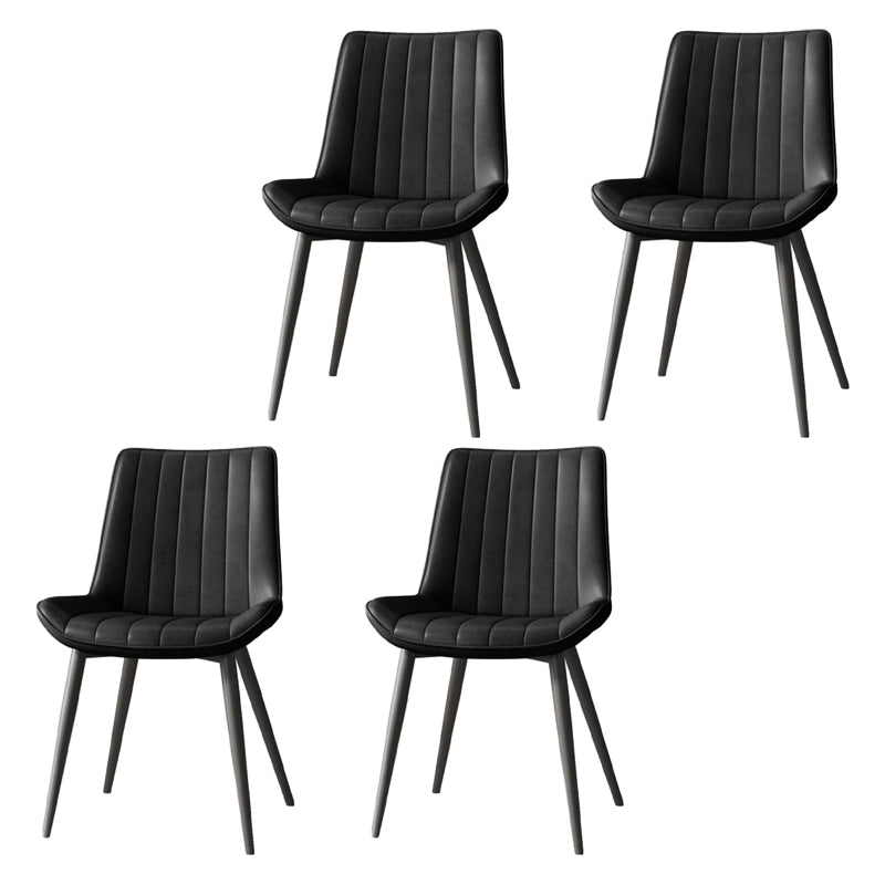 Scandinavian Study Room Leather Side Chair Matte Finish Parsons Dining Chairs Black 4 Piece Set Black Clearhalo ' kitchen&dining_furn' 'Dining Chairs' 'Dining Tables & Seating' 'dining_chair' 'furn' 'furn_dining_chair' 'Furniture' 'furniture_dining_chair' 'Kitchen & Dining Furniture' 'kitchen' 3955759