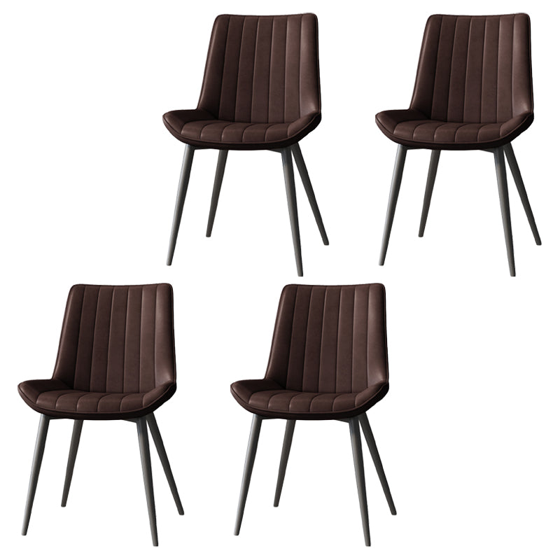 Scandinavian Study Room Leather Side Chair Matte Finish Parsons Dining Chairs Brown 4 Piece Set Black Clearhalo ' kitchen&dining_furn' 'Dining Chairs' 'Dining Tables & Seating' 'dining_chair' 'furn' 'furn_dining_chair' 'Furniture' 'furniture_dining_chair' 'Kitchen & Dining Furniture' 'kitchen' 3955762
