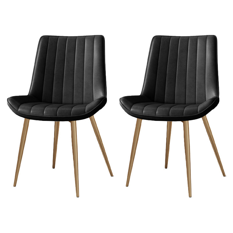 Scandinavian Study Room Leather Side Chair Matte Finish Parsons Dining Chairs Black 2 Piece Set Brass Gold Clearhalo ' kitchen&dining_furn' 'Dining Chairs' 'Dining Tables & Seating' 'dining_chair' 'furn' 'furn_dining_chair' 'Furniture' 'furniture_dining_chair' 'Kitchen & Dining Furniture' 'kitchen' 3955770