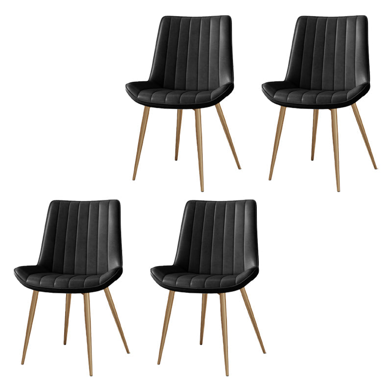 Scandinavian Study Room Leather Side Chair Matte Finish Parsons Dining Chairs Black 4 Piece Set Brass Gold Clearhalo ' kitchen&dining_furn' 'Dining Chairs' 'Dining Tables & Seating' 'dining_chair' 'furn' 'furn_dining_chair' 'Furniture' 'furniture_dining_chair' 'Kitchen & Dining Furniture' 'kitchen' 3955771