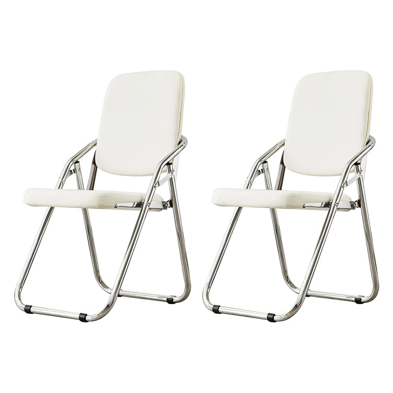 Modern Indoor-Outdoor Chair Metal Folding Armless Open Back Dining Side Chair White 2 Piece Set Clearhalo ' kitchen&dining_furn' 'Dining Chairs' 'Dining Tables & Seating' 'dining_chair' 'furn' 'furn_dining_chair' 'Furniture' 'furniture_dining_chair' 'Kitchen & Dining Furniture' 'kitchen' 3955777