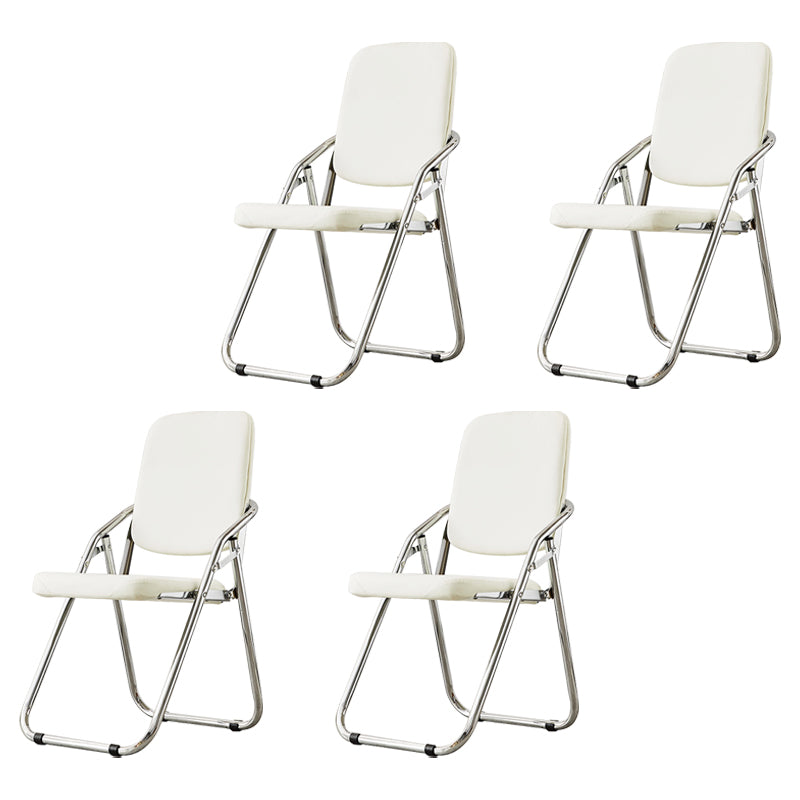 Modern Indoor-Outdoor Chair Metal Folding Armless Open Back Dining Side Chair White 4 Piece Set Clearhalo ' kitchen&dining_furn' 'Dining Chairs' 'Dining Tables & Seating' 'dining_chair' 'furn' 'furn_dining_chair' 'Furniture' 'furniture_dining_chair' 'Kitchen & Dining Furniture' 'kitchen' 3955779