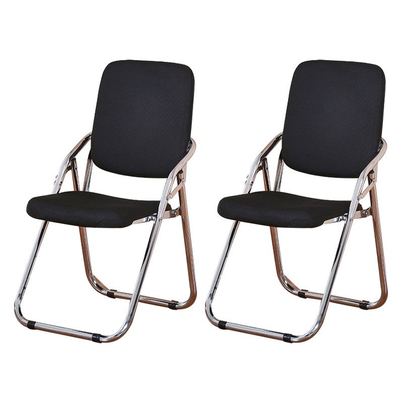 Modern Indoor-Outdoor Chair Metal Folding Armless Open Back Dining Side Chair Matte Black 2 Piece Set Clearhalo ' kitchen&dining_furn' 'Dining Chairs' 'Dining Tables & Seating' 'dining_chair' 'furn' 'furn_dining_chair' 'Furniture' 'furniture_dining_chair' 'Kitchen & Dining Furniture' 'kitchen' 3955790