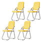 Modern Indoor-Outdoor Chair Metal Folding Armless Open Back Dining Side Chair Light Yellow 4 Piece Set Clearhalo ' kitchen&dining_furn' 'Dining Chairs' 'Dining Tables & Seating' 'dining_chair' 'furn' 'furn_dining_chair' 'Furniture' 'furniture_dining_chair' 'Kitchen & Dining Furniture' 'kitchen' 3955798