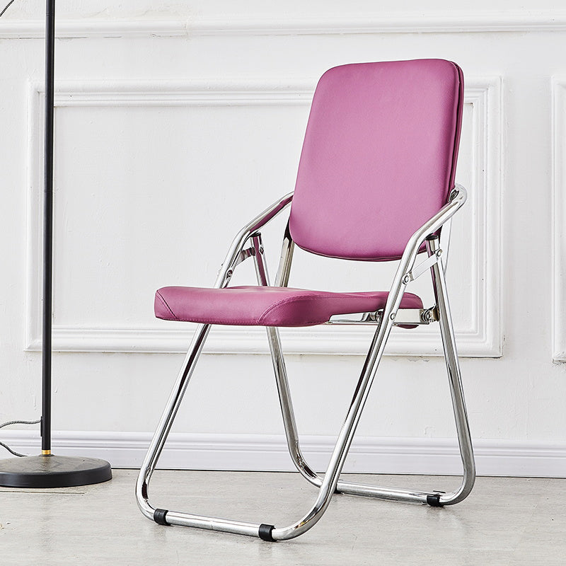 Modern Indoor-Outdoor Chair Metal Folding Armless Open Back Dining Side Chair Purple 1 Piece Clearhalo ' kitchen&dining_furn' 'Dining Chairs' 'Dining Tables & Seating' 'dining_chair' 'furn' 'furn_dining_chair' 'Furniture' 'furniture_dining_chair' 'Kitchen & Dining Furniture' 'kitchen' 3955799