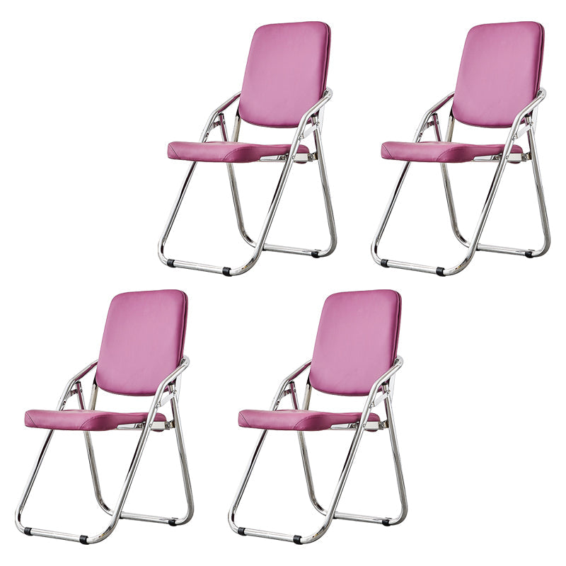 Modern Indoor-Outdoor Chair Metal Folding Armless Open Back Dining Side Chair Purple 4 Piece Set Clearhalo ' kitchen&dining_furn' 'Dining Chairs' 'Dining Tables & Seating' 'dining_chair' 'furn' 'furn_dining_chair' 'Furniture' 'furniture_dining_chair' 'Kitchen & Dining Furniture' 'kitchen' 3955801