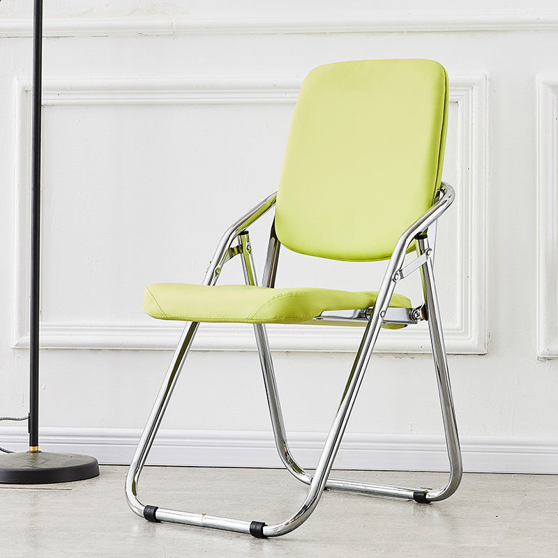 Modern Indoor-Outdoor Chair Metal Folding Armless Open Back Dining Side Chair Light Green 1 Piece Clearhalo ' kitchen&dining_furn' 'Dining Chairs' 'Dining Tables & Seating' 'dining_chair' 'furn' 'furn_dining_chair' 'Furniture' 'furniture_dining_chair' 'Kitchen & Dining Furniture' 'kitchen' 3955802